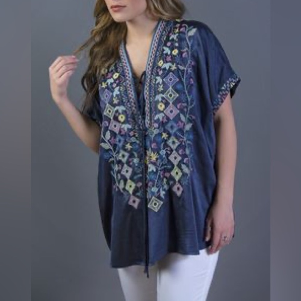 NWT Johnny Was HENDAYA SATIN BLOUSE